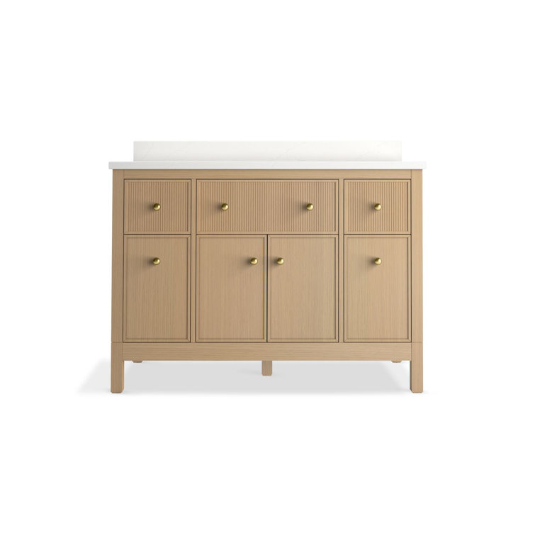 Malin White Oak 48" Bathroom Vanity Cabinet with Quartz Top