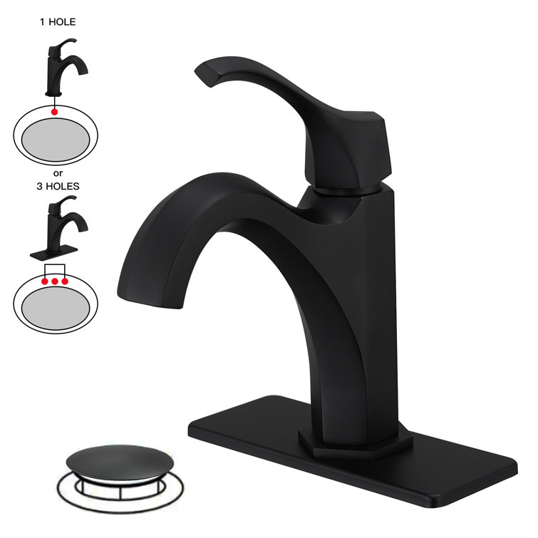 Matte Black Single-Handle Single-Hole Bathroom Faucet with Drain Assembly