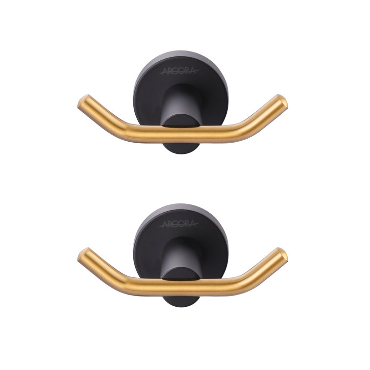 Matte Black and Gold Stainless Steel Wall Mounted Towel Hook Set
