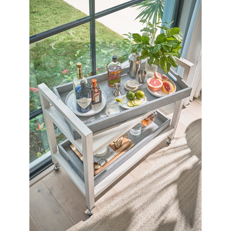 White Sand Oak Bar Cart with Removable Trays