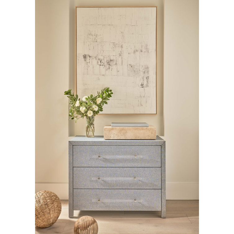 Gray Coastal 3-Drawer Chest with Acrylic Pulls