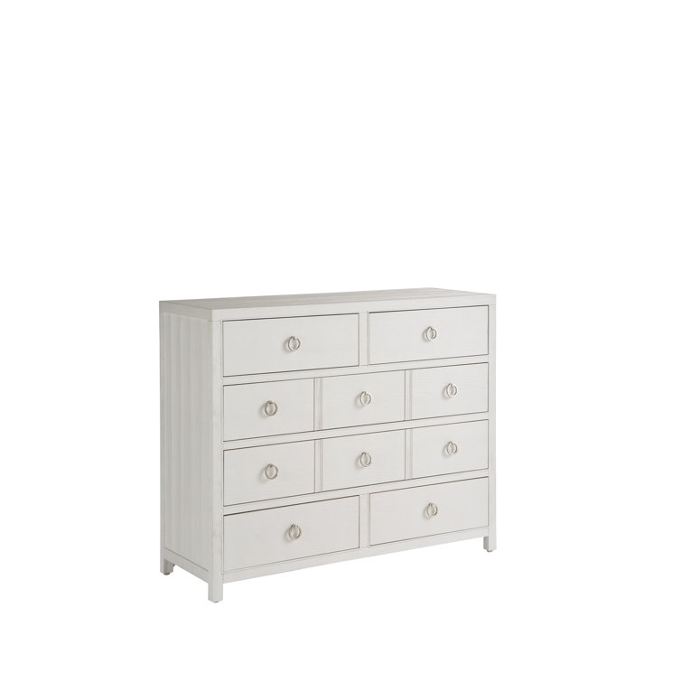 White Coastal 6-Drawer Soft Close Dresser with Felt Lined Drawer