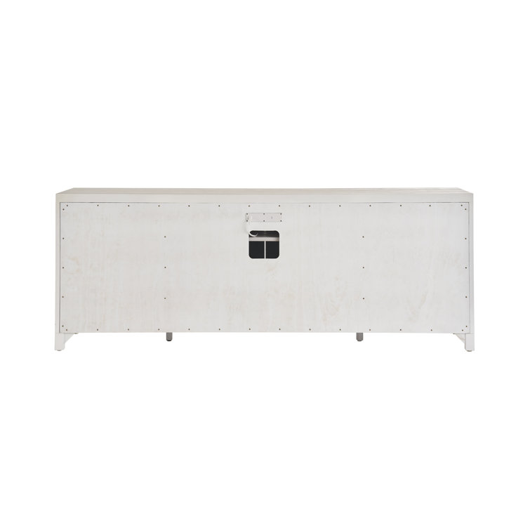 White and Seagrass 85'' Coastal Credenza