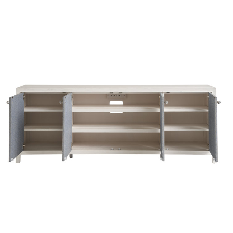 White and Seagrass 85'' Coastal Credenza