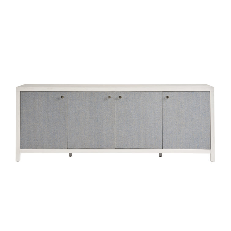 White and Seagrass 85'' Coastal Credenza