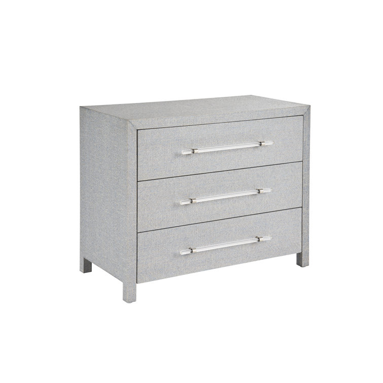 Gray Coastal 3-Drawer Chest with Acrylic Pulls