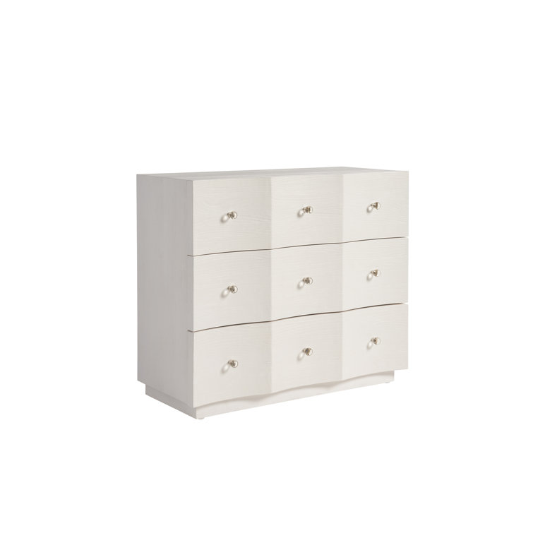 White Solid Wood 42'' Coastal 3-Drawer Dresser with Soft Close
