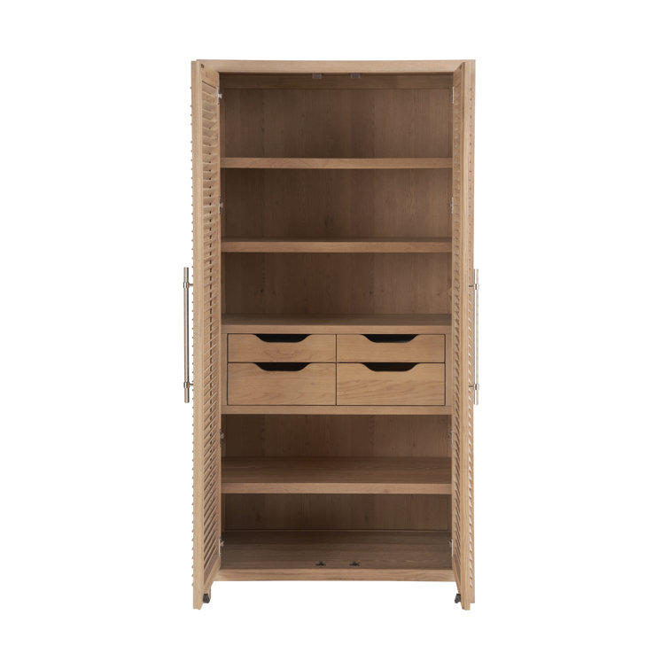 Nautical Oak Brown Wardrobe Cabinet with Adjustable Shelving
