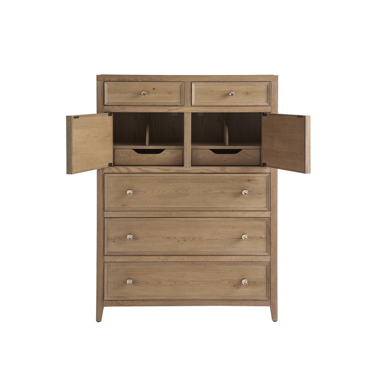 Tall Brown Knotty Oak Coastal Chest with Soft Close Drawer