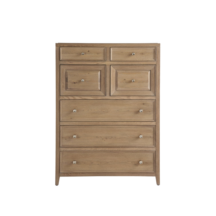 Tall Brown Knotty Oak Coastal Chest with Soft Close Drawer