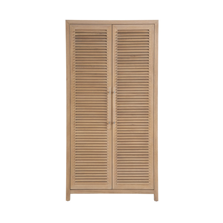 Nautical Oak Brown Wardrobe Cabinet with Adjustable Shelving
