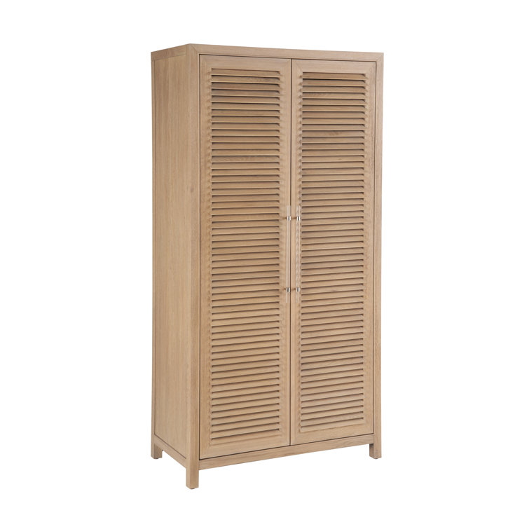 Nautical Oak Brown Wardrobe Cabinet with Adjustable Shelving