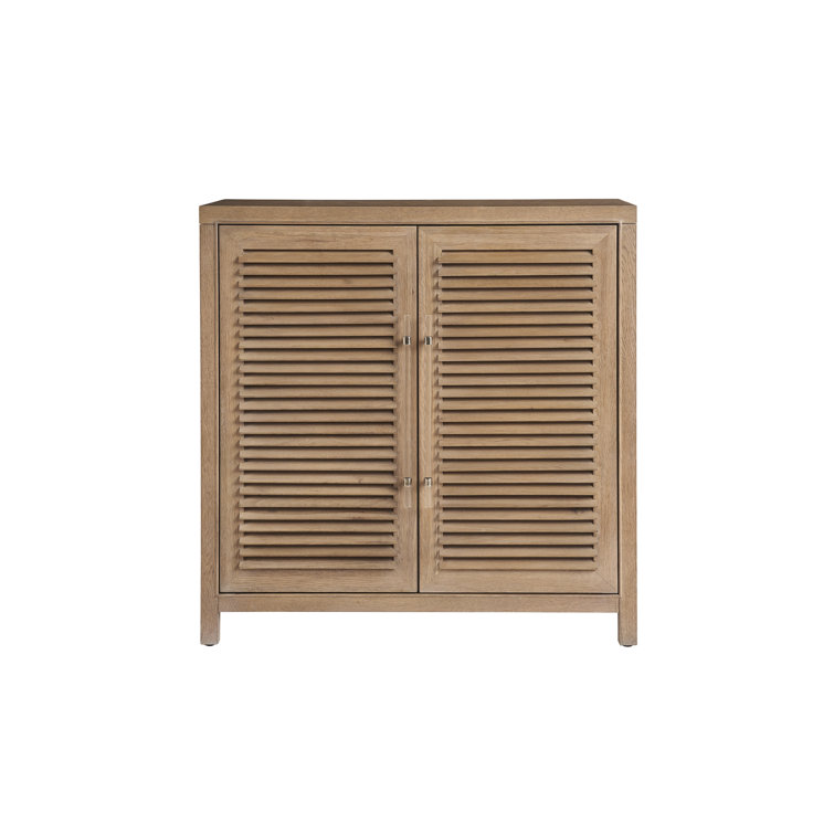 Natural Tan Oak Coastal Bar Cabinet with Wine Storage