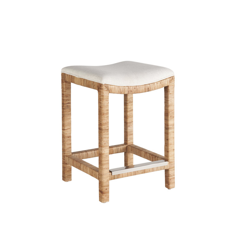 Natural Rattan Console Table with Stools and Stone Top