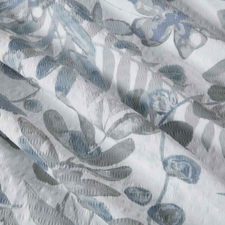 Full Blue Microfiber Seersucker Comforter Set with Pillows