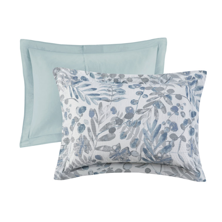 Full Blue Microfiber Seersucker Comforter Set with Pillows