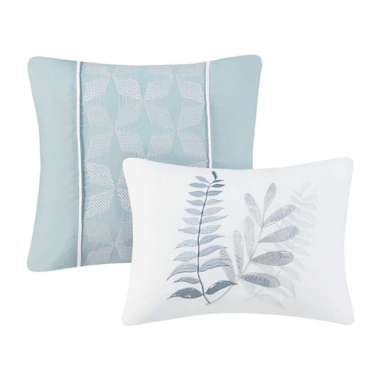 Full Blue Microfiber Seersucker Comforter Set with Pillows