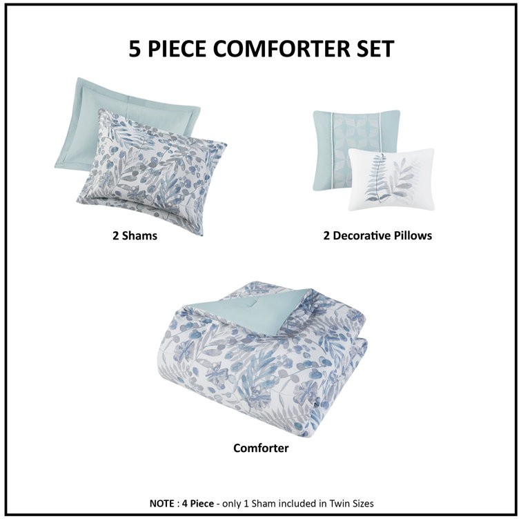 Full Blue Microfiber Seersucker Comforter Set with Pillows
