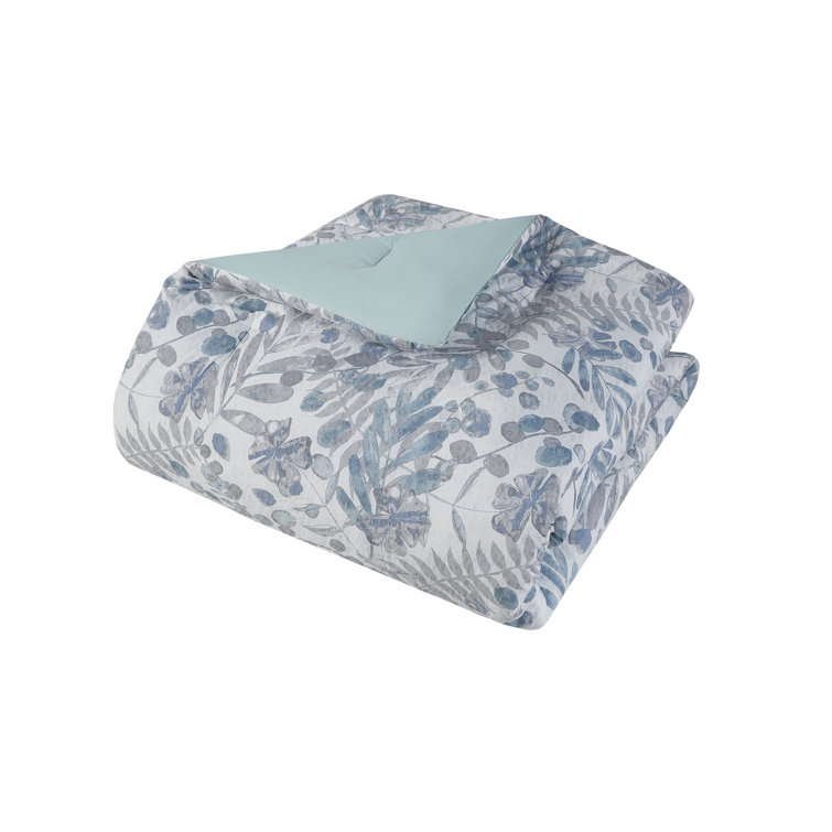 Full Blue Microfiber Seersucker Comforter Set with Pillows