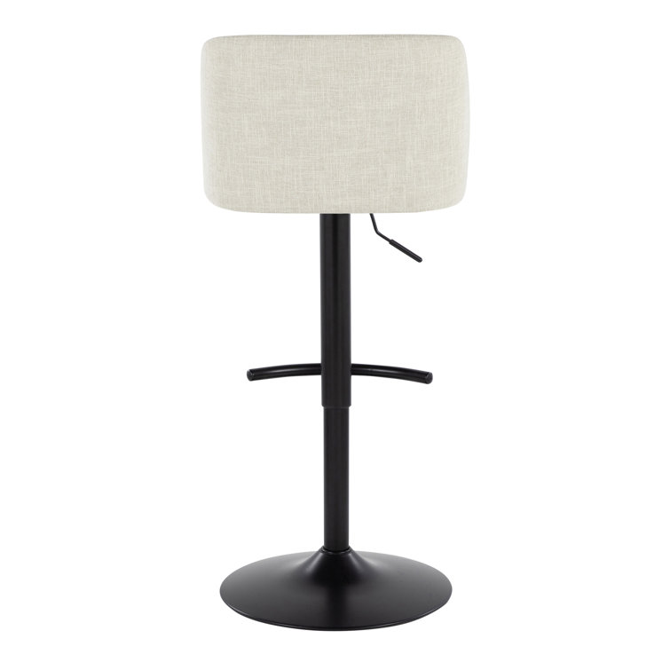 Beige Adjustable Swivel Barstool with Metal Frame