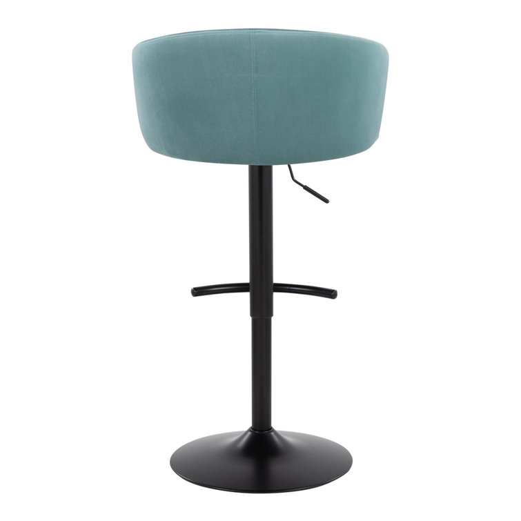Claire Light Blue Velvet Adjustable Swivel Barstool Set