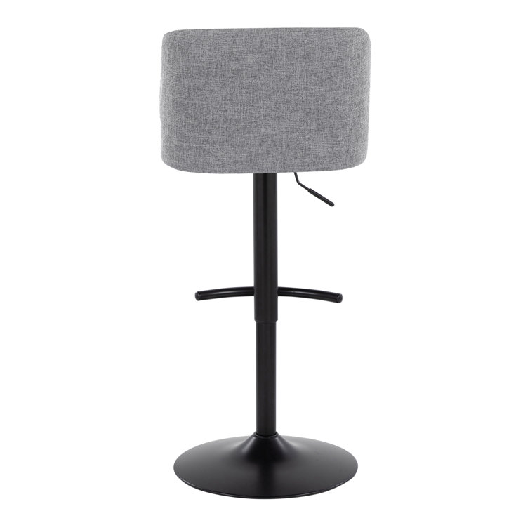 Gray Adjustable Swivel Barstools with Metal Frame, Set of 2