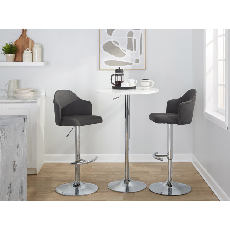 Charcoal Adjustable Swivel Bar Stools with Metal Base, Set of 2