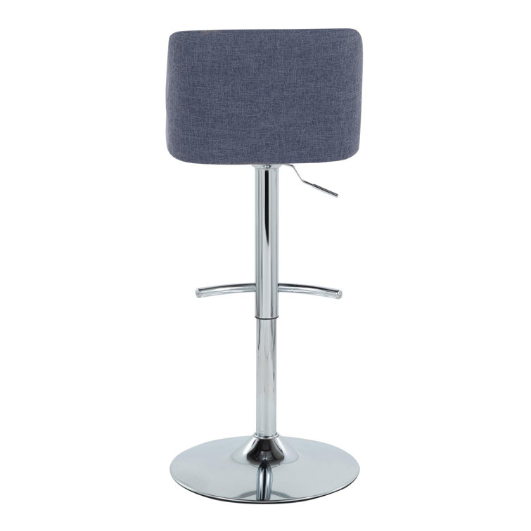 Blue Adjustable Swivel Barstool with Metal Frame
