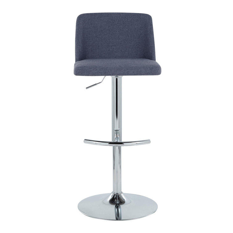 Blue Adjustable Swivel Barstool with Metal Frame