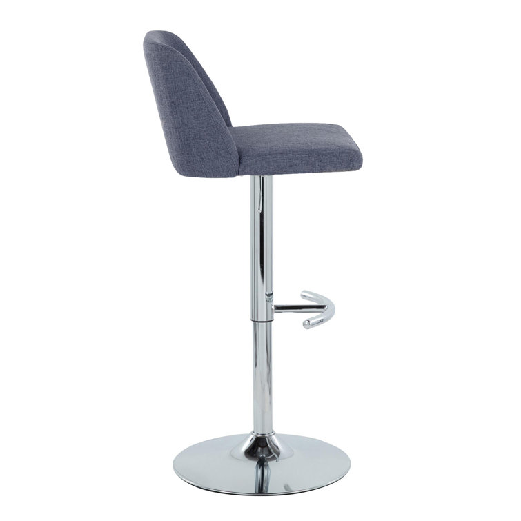 Blue Adjustable Swivel Barstool with Metal Frame