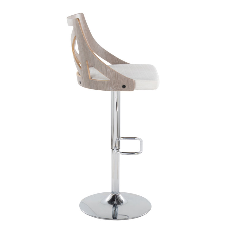 Adjustable Swivel White Upholstered Barstools with Metal Frame