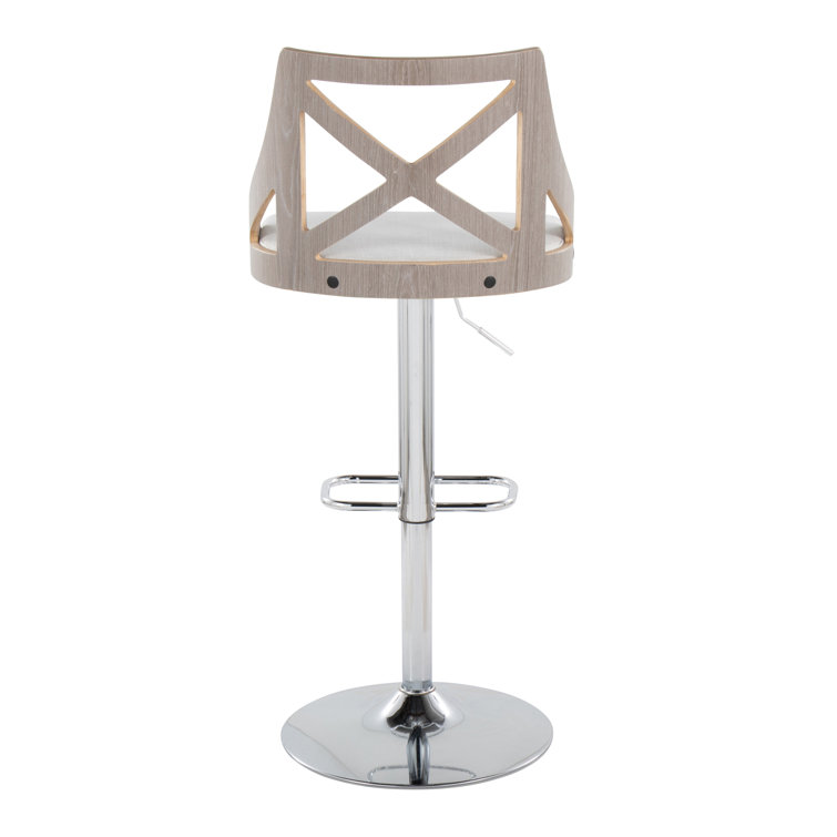 Adjustable Swivel White Upholstered Barstools with Metal Frame