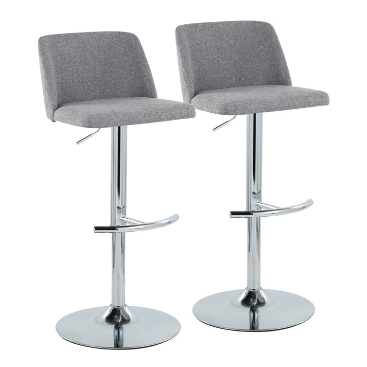 Gray Adjustable Swivel Bar Stools with Metal Frame