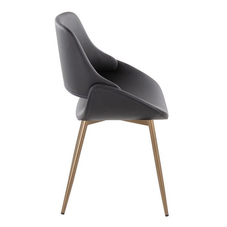 Black Faux Leather Upholstered Side Chair with Metal Legs