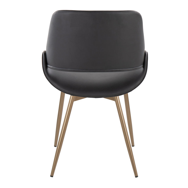 Black Faux Leather Upholstered Side Chair with Metal Legs