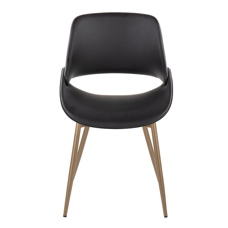 Black Faux Leather Upholstered Side Chair with Metal Legs