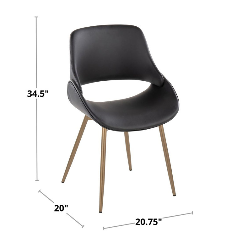 Black Faux Leather Upholstered Side Chair with Metal Legs