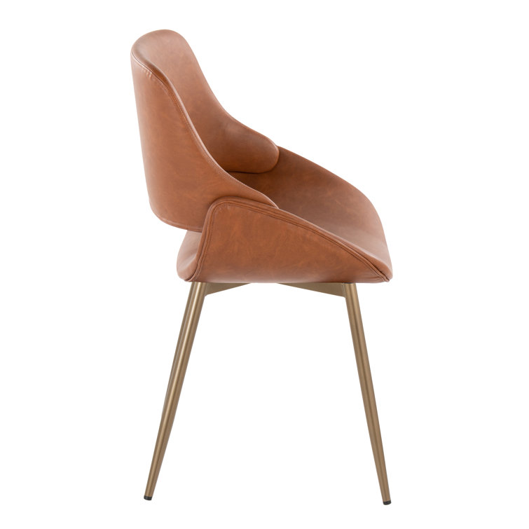Camel Faux Leather Upholstered Dining Chairs with Metal Legs