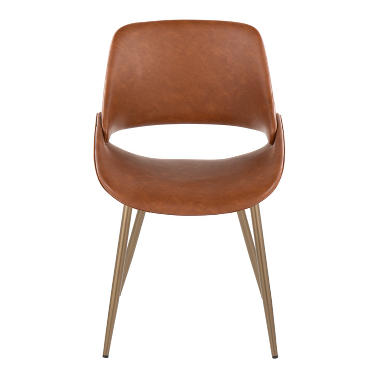 Camel Faux Leather Upholstered Dining Chairs with Metal Legs