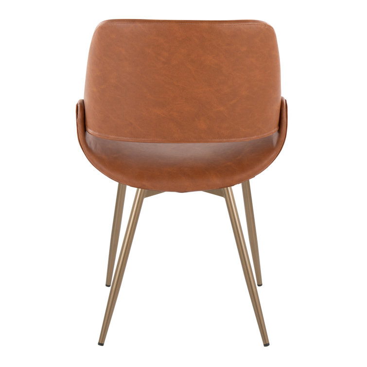 Camel Faux Leather Upholstered Dining Chairs with Metal Legs