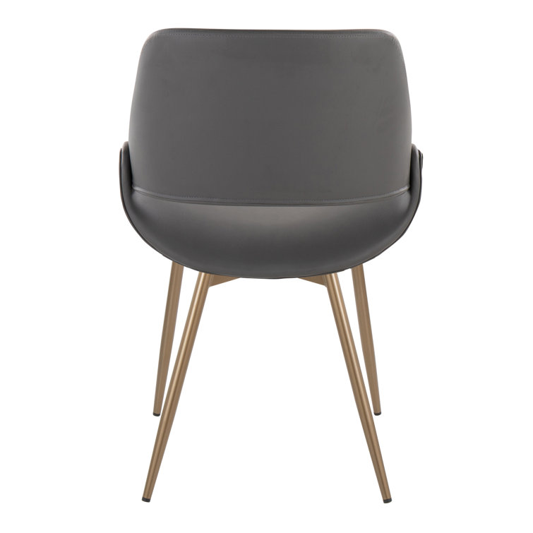 Gray Faux Leather Upholstered Side Chair with Metal Legs