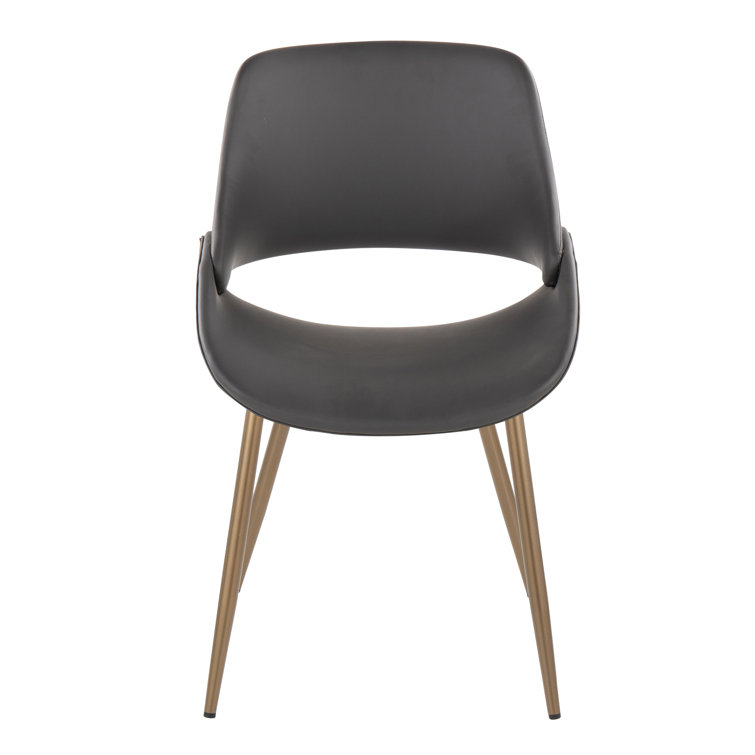 Gray Faux Leather Upholstered Side Chair with Metal Legs
