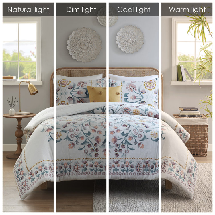 King Blush Floral Down Alternative Microfiber Comforter Set