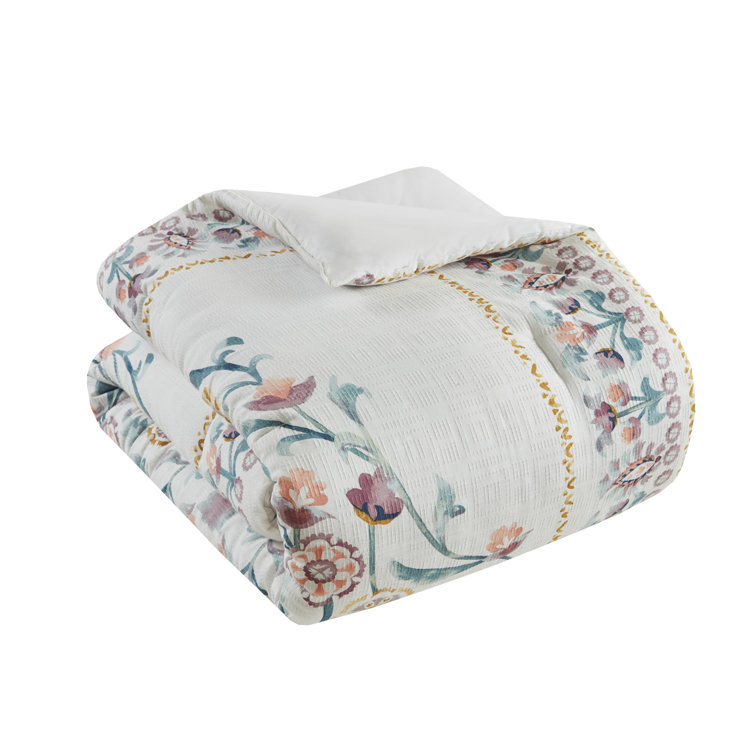 King Blush Floral Down Alternative Microfiber Comforter Set
