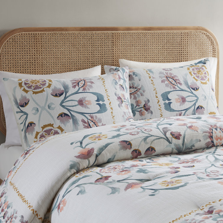 King Blush Floral Down Alternative Microfiber Comforter Set