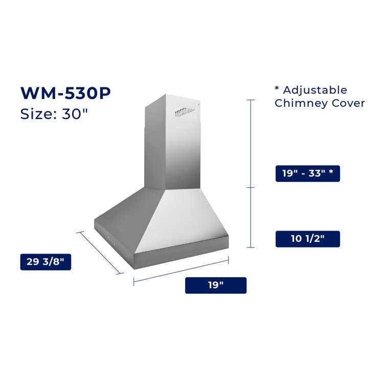 Matte Black 30" Stainless Steel Wall Mount Range Hood