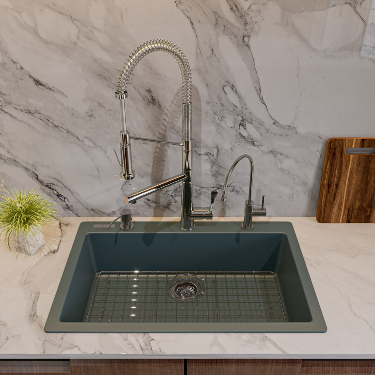 30'' Titanium Gray Granite Composite Single Bowl Kitchen Sink