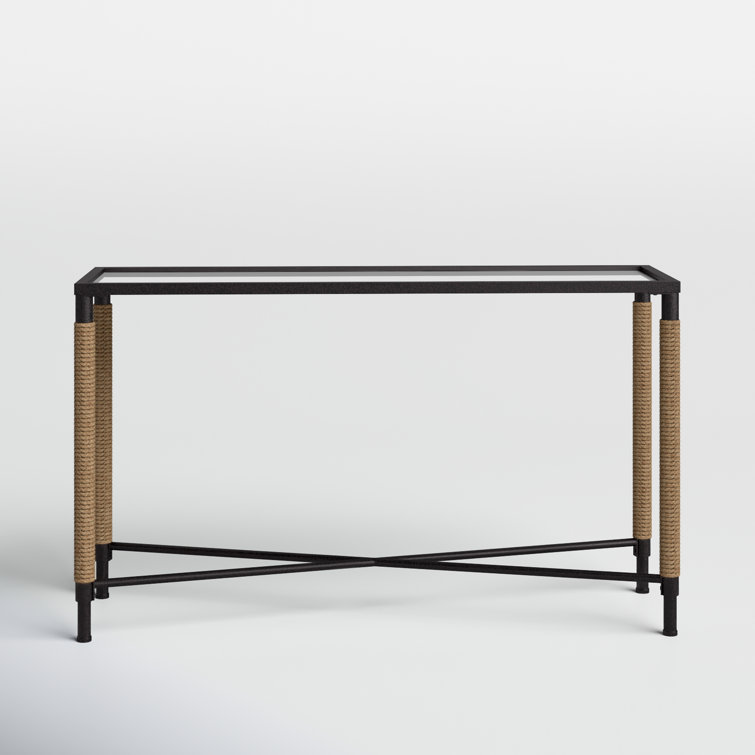 Casey 52'' Mirrored Glass Top Console Table with Rope Accents