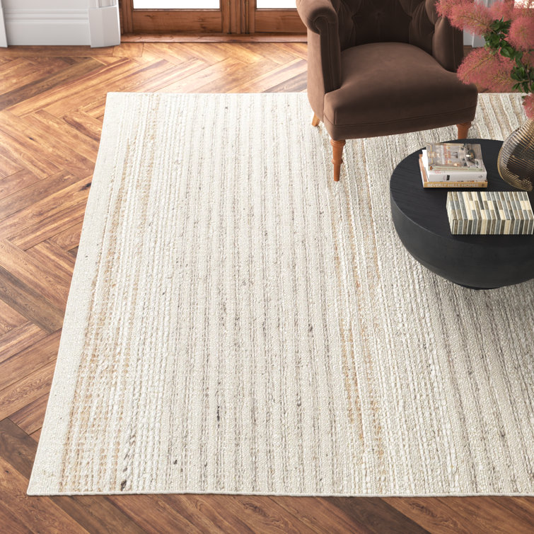 Gray and Beige Flat Woven Wool Rectangular Rug 5' x 7'