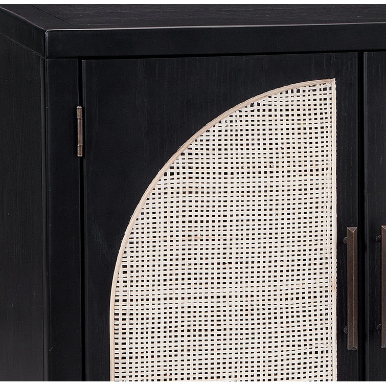 Aki 65'' Black Oak Sideboard with Cane Doors
